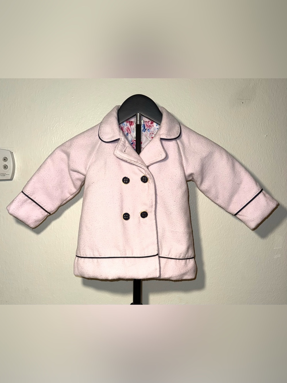Little Me light pink double-breasted toddler peacoat, size 18 mos